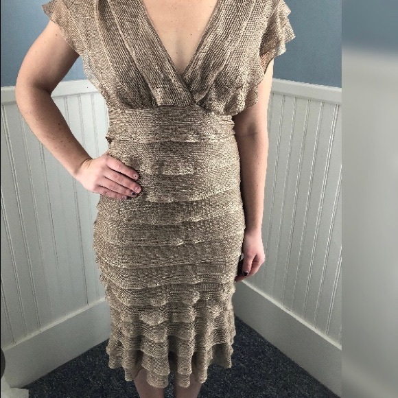 Gold Ruffle Dress - Picture 1 of 5